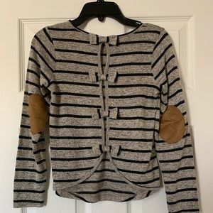 Girls Striped Keyhole Back Blouse